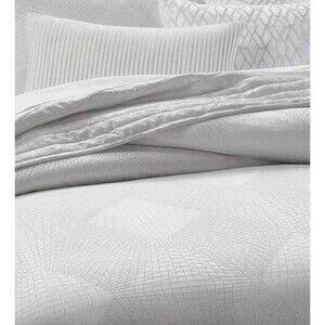 NIP $500 Hotel Collection KING Duvet Cover & Shams Set WHITE Diamond Lattice Zip